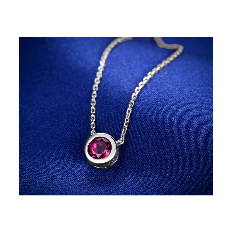 Collier pendentif solitaire rubis Or blanc - 4