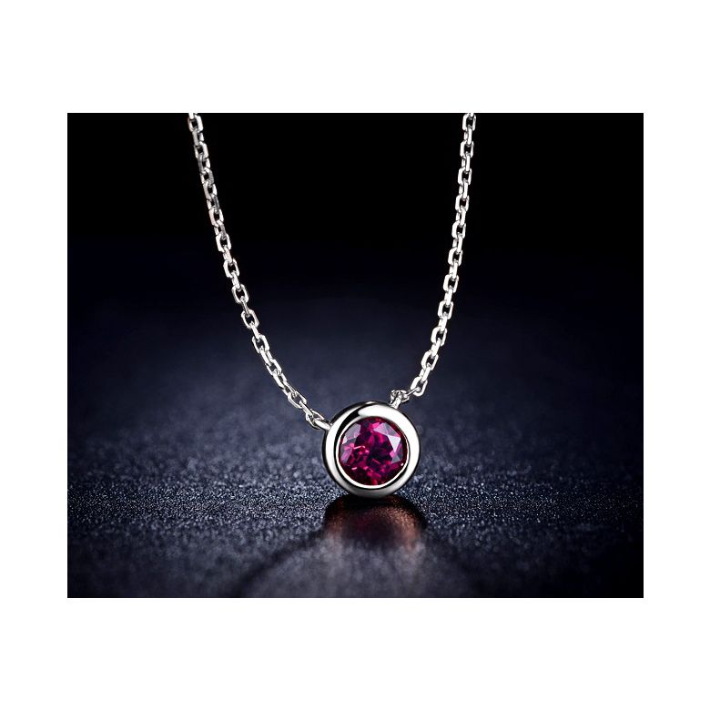 Collier pendentif solitaire rubis Or blanc - 3