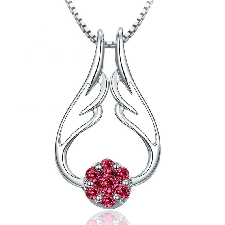 Pendentif aile d ange - Pendentif ailes d ange or blanc - Rubis - 1