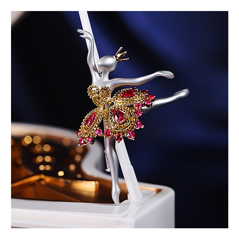 Pendentif Princesse Ballerina - Broche Or blanc et jaune - Rubis - 7