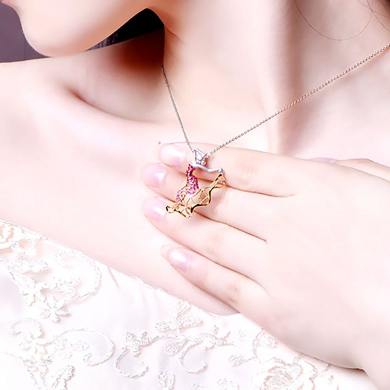 Pendentif Flamenco - Pendentif danseuse de flamenco - Or blanc & jaune , Rubis - 9