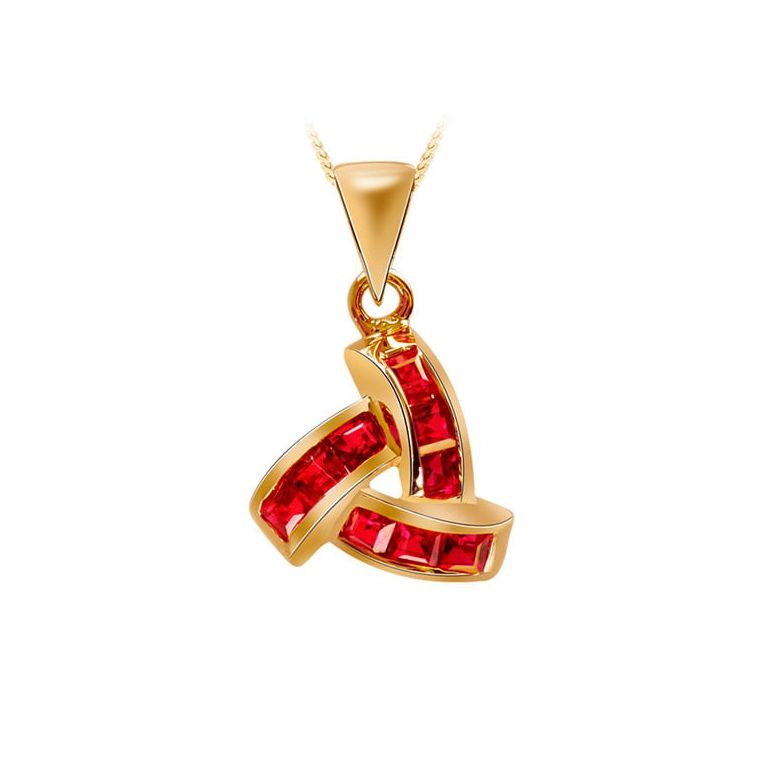 Pendentif contemporain Or jaune - Rubis sertis sur rails 0.45 carat - 1