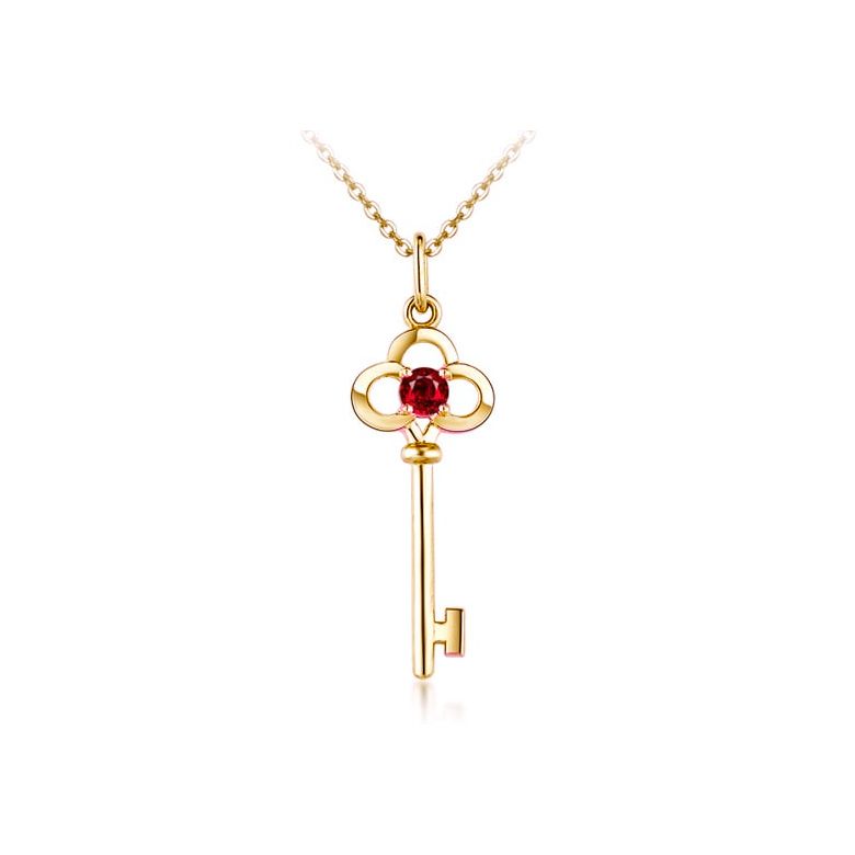 Pendentif clé Or jaune - Rubis 0.15ct - 1