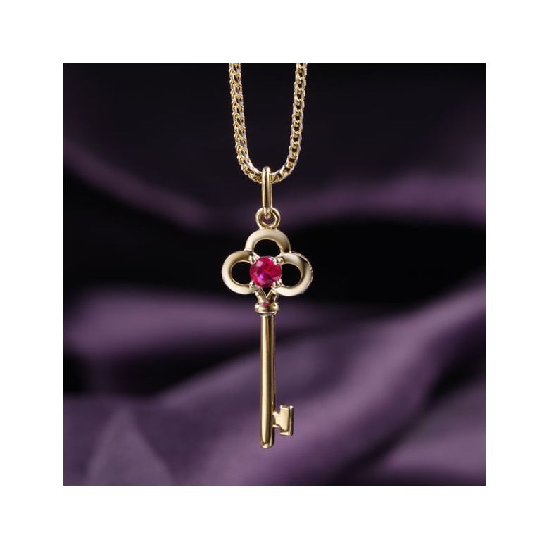 Pendentif clé Or jaune - Rubis 0.15ct - 2