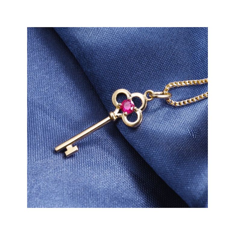 Pendentif clé Or jaune - Rubis 0.15ct - 4