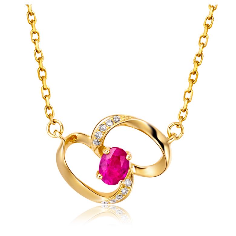 Pendentif papillon Or jaune -  Rubis et Diamants en pendeloque - 1