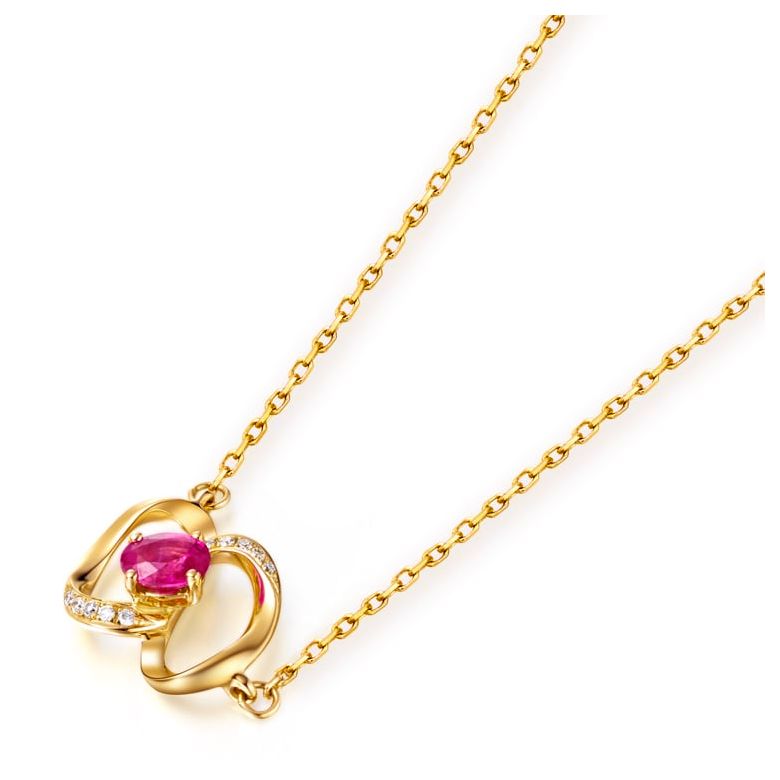 Pendentif papillon Or jaune -  Rubis et Diamants en pendeloque - 3