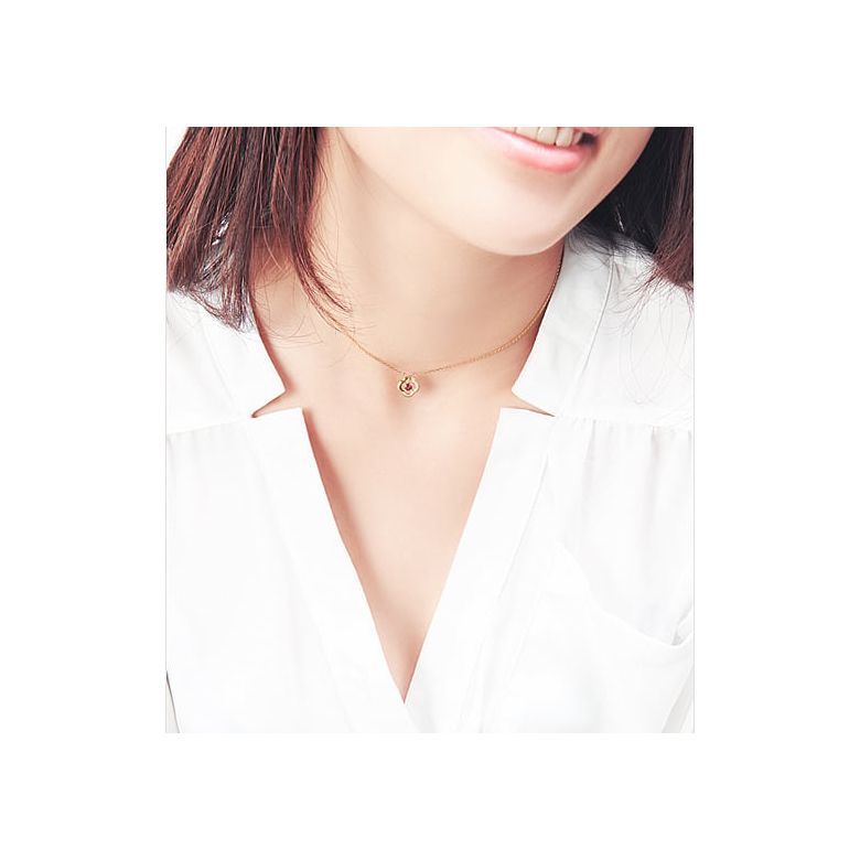Pendentif fleur Or jaune -  Rubis et Diamants en pendeloque - 2