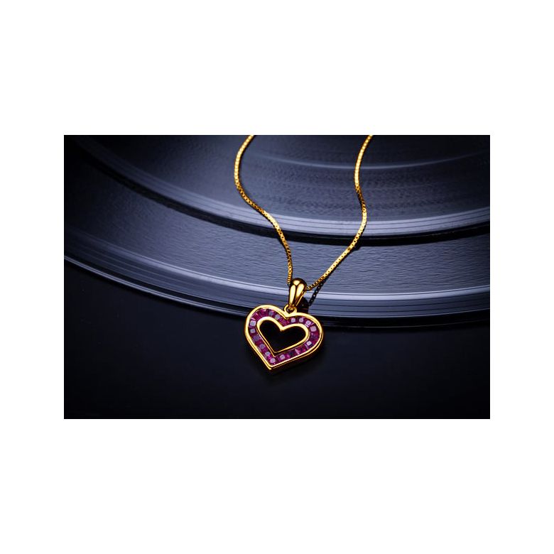 Pendentif double coeur scellés - Or jaune et Rubis de Birmanie - 3
