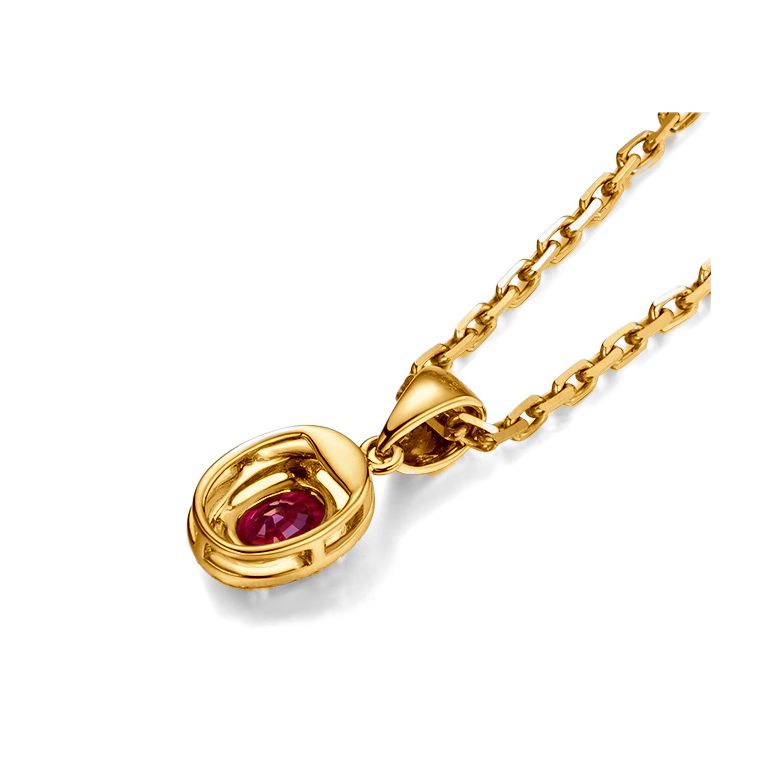 Pendentif Madame Or jaune 18 carats. Rubis ovale diamants pendeloque - 4