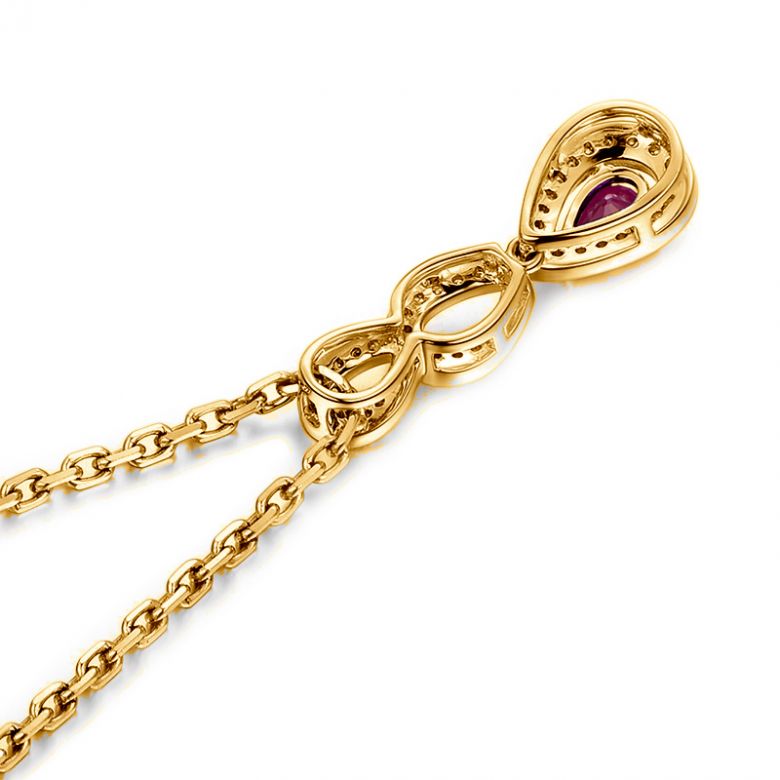 Pendentif Mille et une étoiles - Gouttes Or jaune, Rubis, Diamants - 4