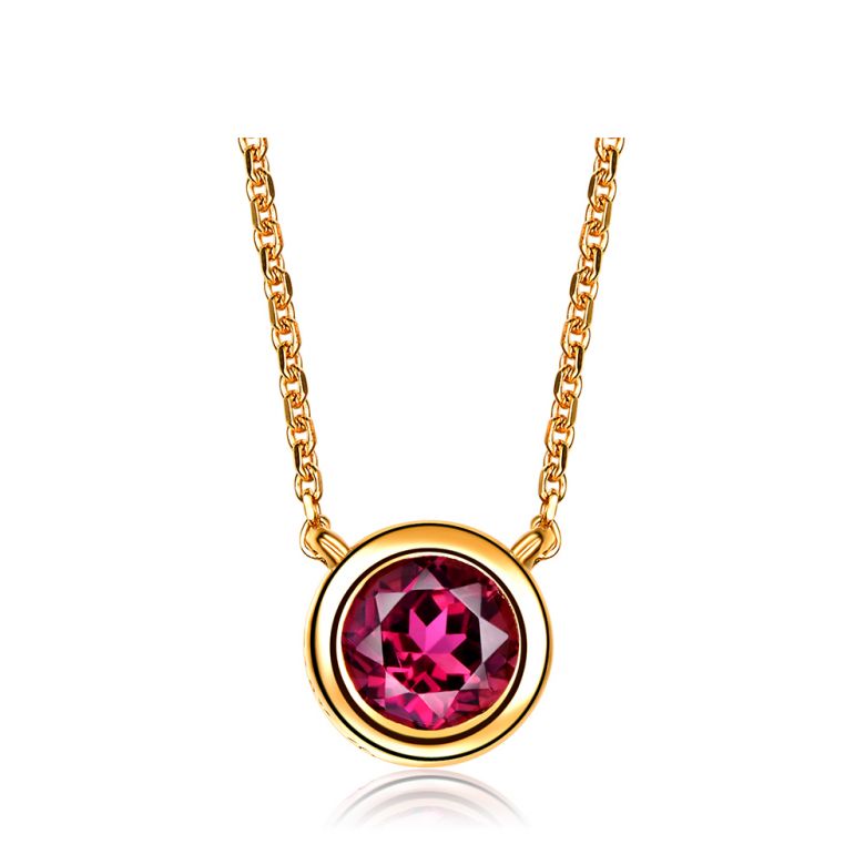 Collier pendentif solitaire rubis Or jaune - 1