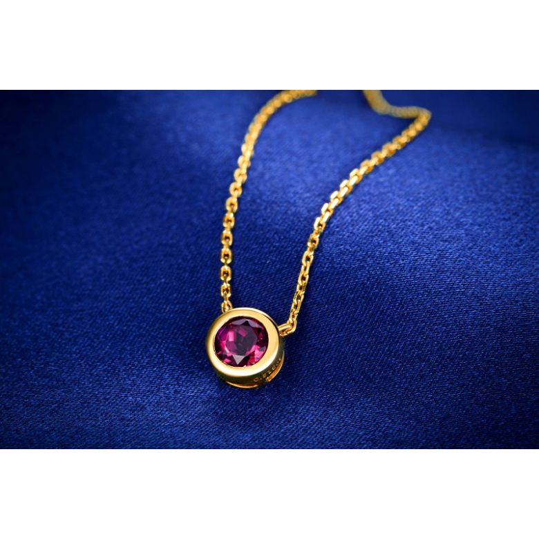 Collier pendentif solitaire rubis Or jaune - 4