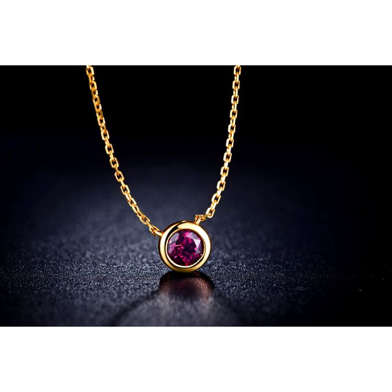 Collier pendentif solitaire rubis Or jaune - 3