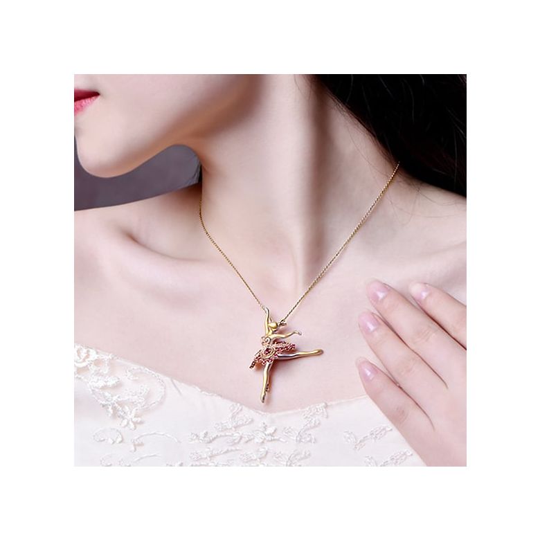 Pendentif Princesse Ballerina - Broche Or jaune et rose - Rubis - 2