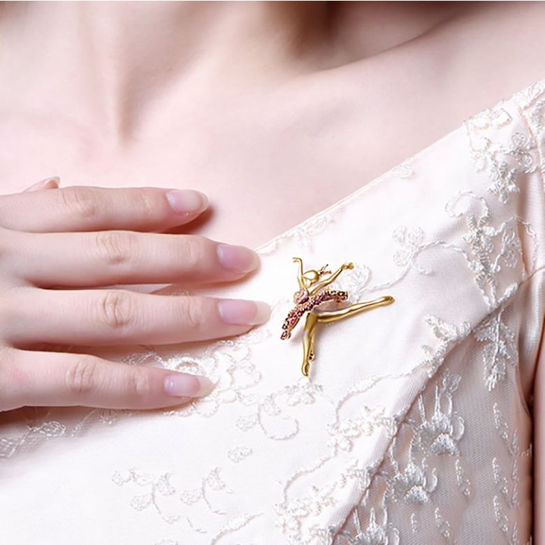 Pendentif Princesse Ballerina - Broche Or jaune et rose - Rubis - 6