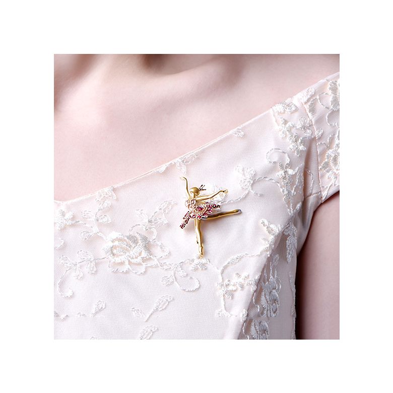 Pendentif Princesse Ballerina - Broche Or jaune et rose - Rubis - 9