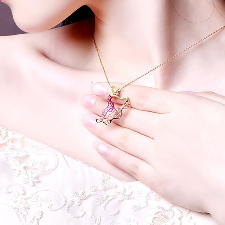 Pendentif Flamenco - Pendentif danseuse de flamenco - Or jaune & rose , Rubis - 9