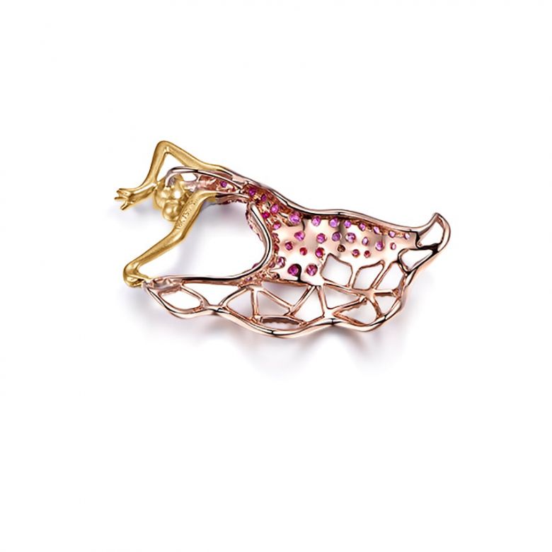 Pendentif Flamenco - Pendentif danseuse de flamenco - Or jaune & rose , Rubis - 10