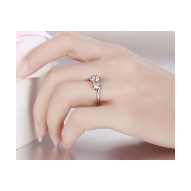 Solitaire trilogie or blanc - Bague de fiançaille 3 diamants | Trilogie - 3