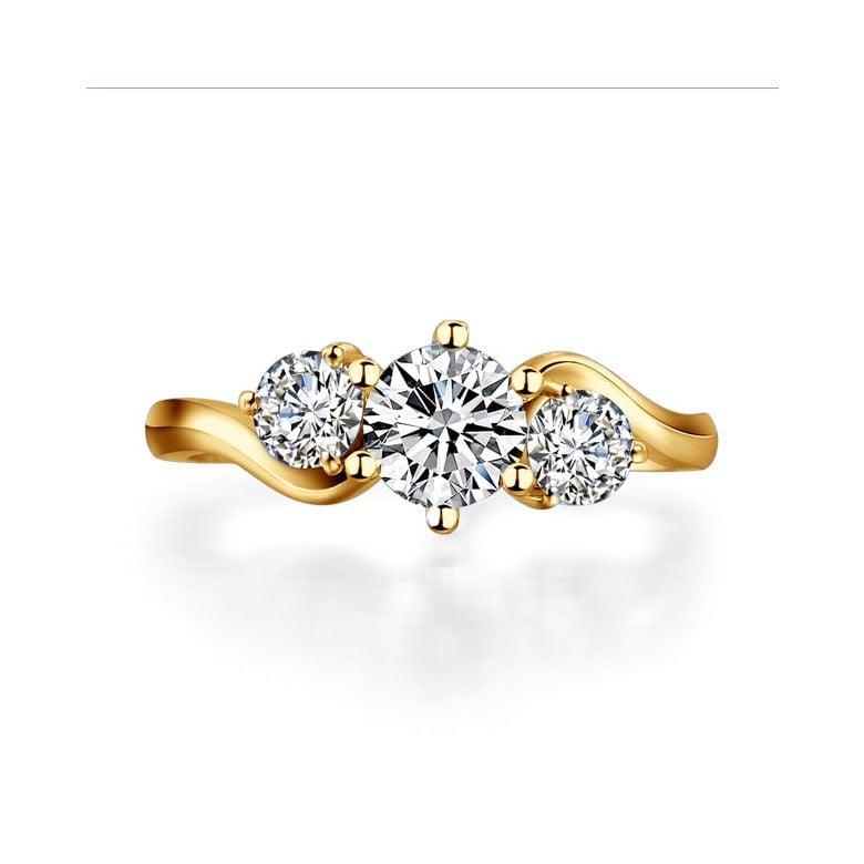 Solitaire trilogie or jaune - Bague de fiançaille 3 diamants | Trilogie - 3