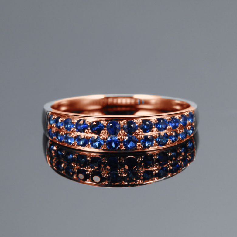 Bague Saphirs en rivière - Or rose 18 carats - 2