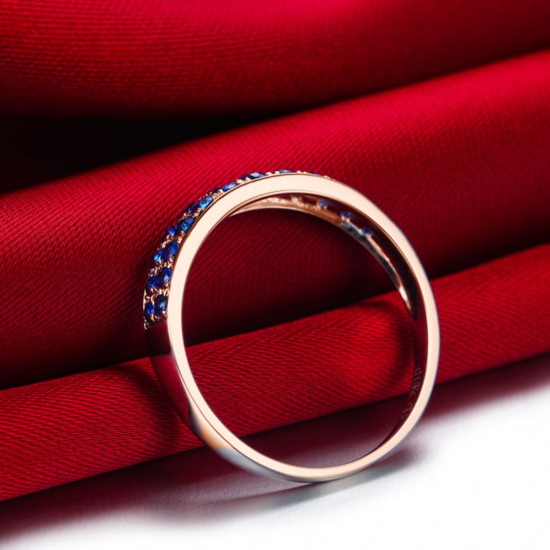 Bague Saphirs en rivière - Or rose 18 carats - 3