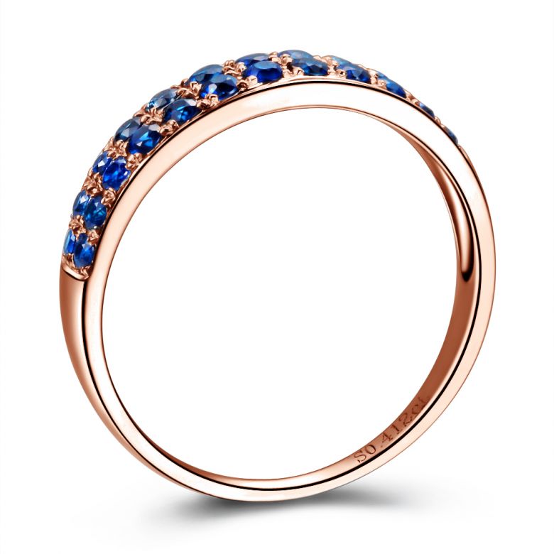 Bague Saphirs en rivière - Or rose 18 carats - 4