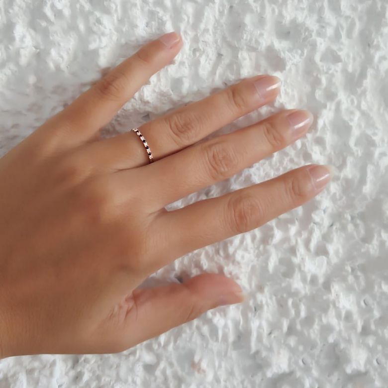 Anneau Diamants et Saphirs en alternance - Or rose 18 carats - 2