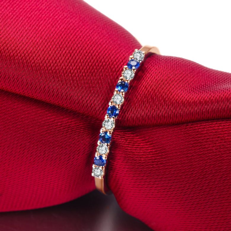 Anneau Diamants et Saphirs en alternance - Or rose 18 carats - 4