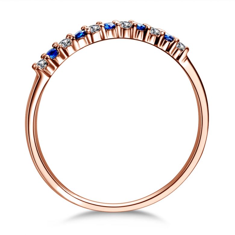 Anneau Diamants et Saphirs en alternance - Or rose 18 carats - 6
