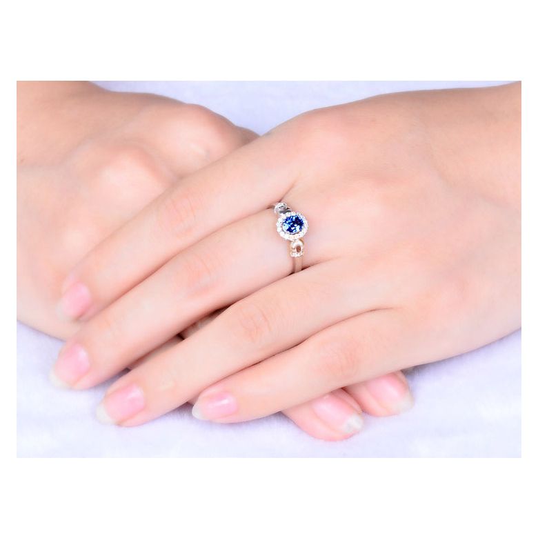 Solitaire en Saphir et Diamants - Bague en Or rose 18 carats - 2
