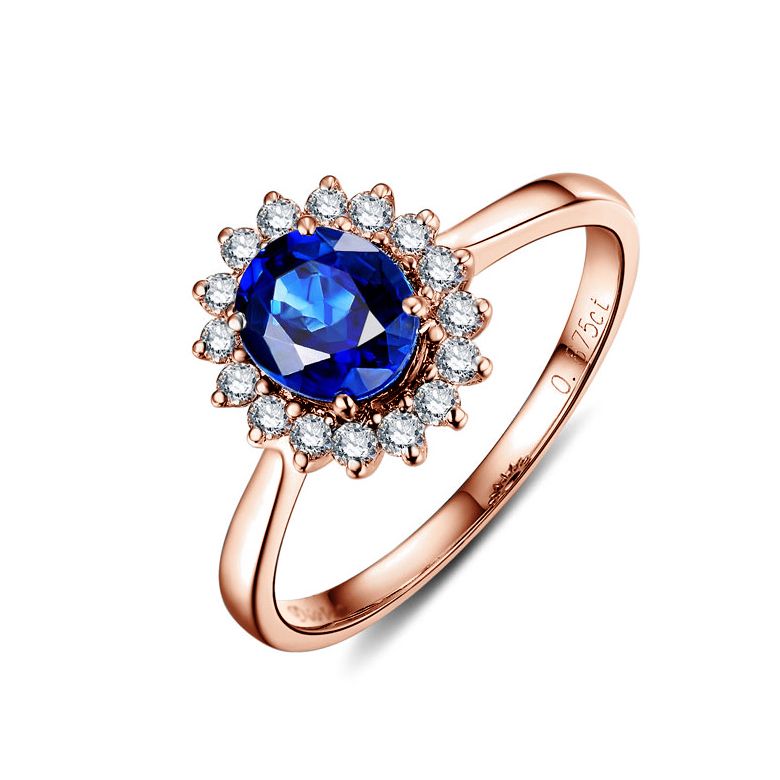Bague saphir or rose - Esthétique classique dans un esprit floral - 1