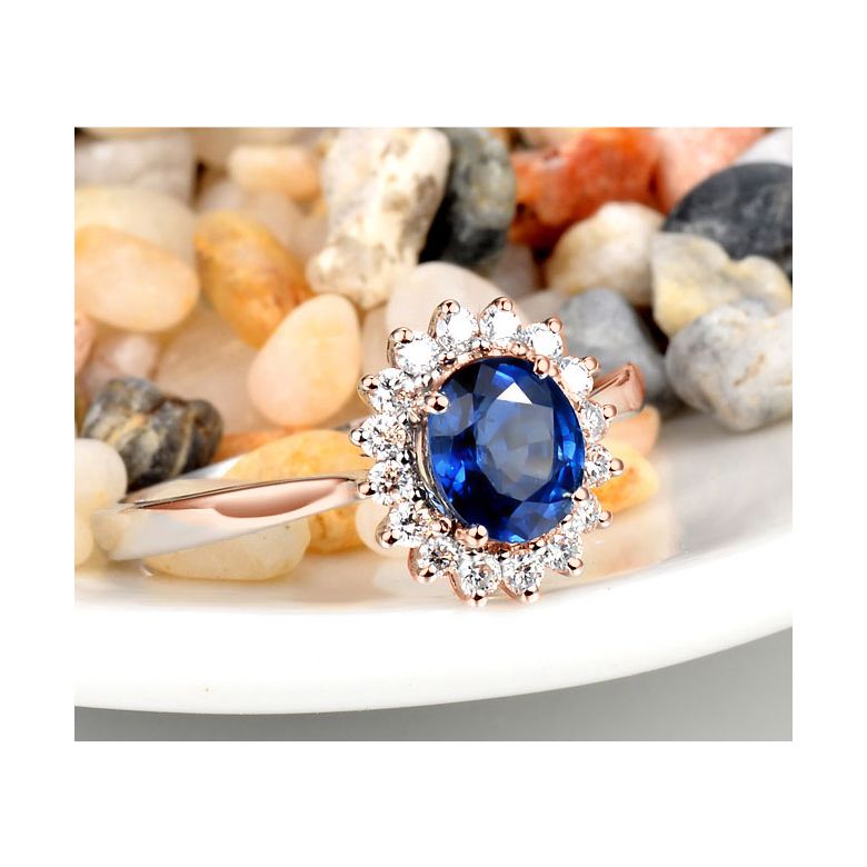 Bague saphir or rose - Esthétique classique dans un esprit floral - 3