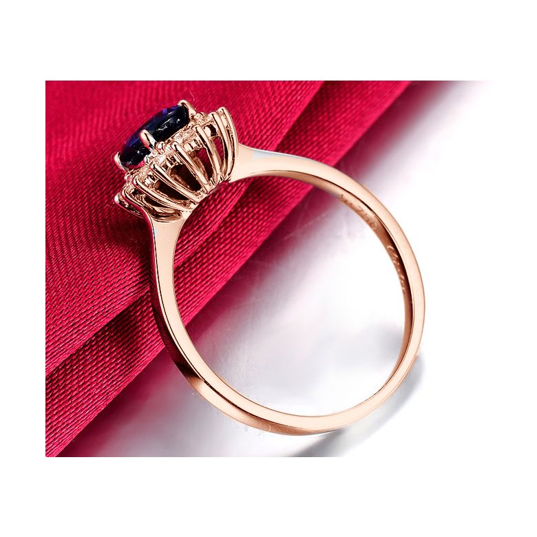 Bague saphir or rose - Esthétique classique dans un esprit floral - 4