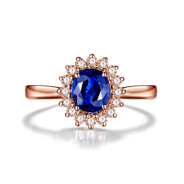 Bague saphir or rose - Esthétique classique dans un esprit floral - 5