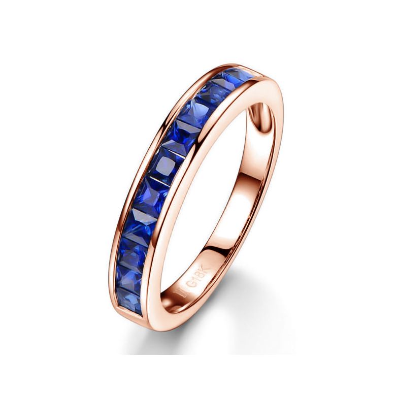 Or rose 18 carats - Bague saphirs carrés - 4