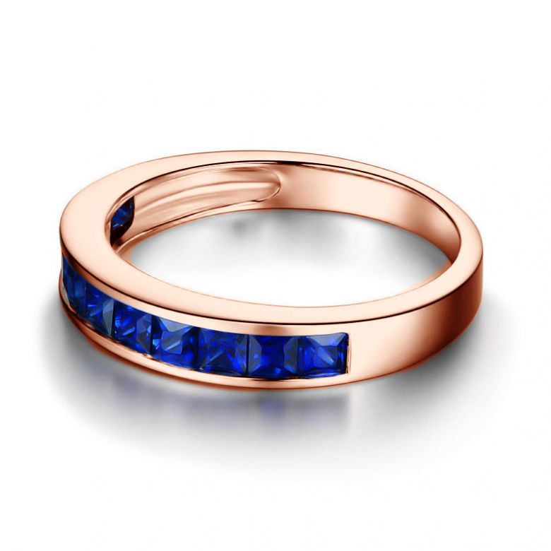 Or rose 18 carats - Bague saphirs carrés - 6