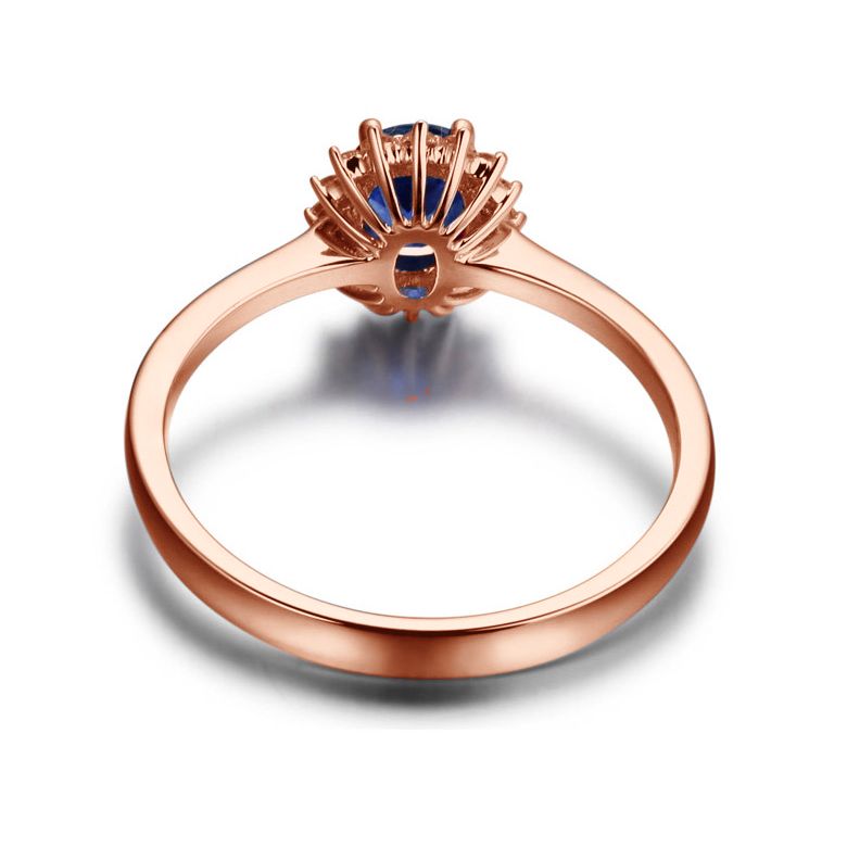 Bague Saphir ovale et diamants - Or rose 18 carats - 7