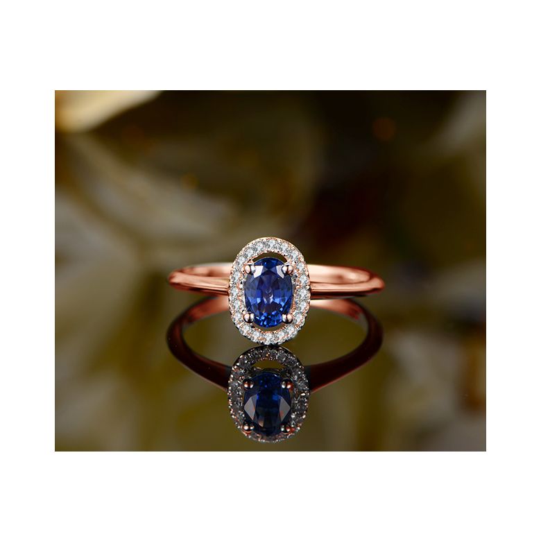 Bague or rose saphir. Pavage diamants. Persée - 2