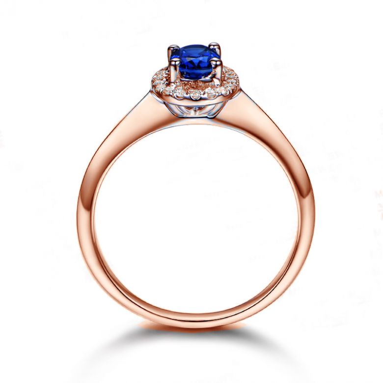 Bague or rose saphir. Pavage diamants. Persée - 6