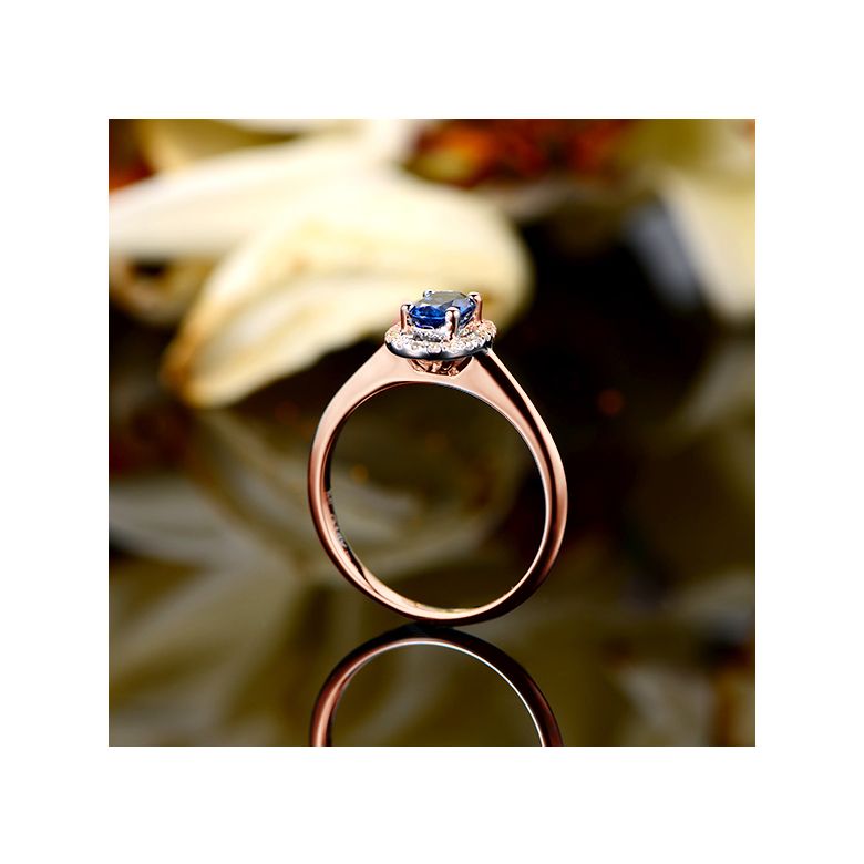 Bague or rose saphir. Pavage diamants. Persée - 8