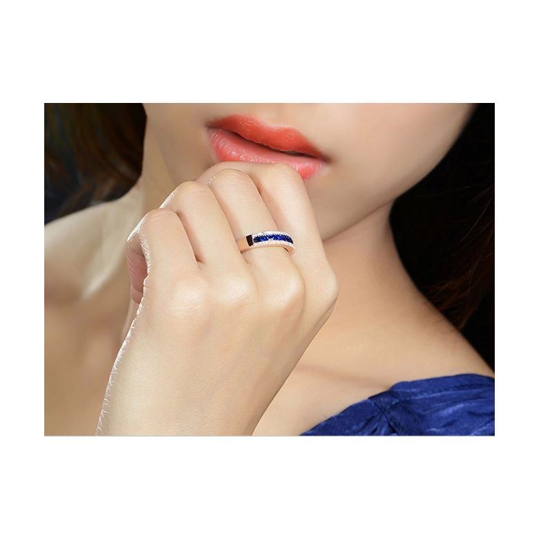 Bague saphir diamant or rose - Lumière Azurée - 2