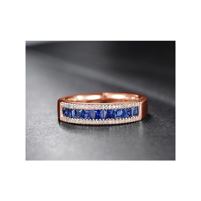 Bague saphir diamant or rose - Lumière Azurée - 3
