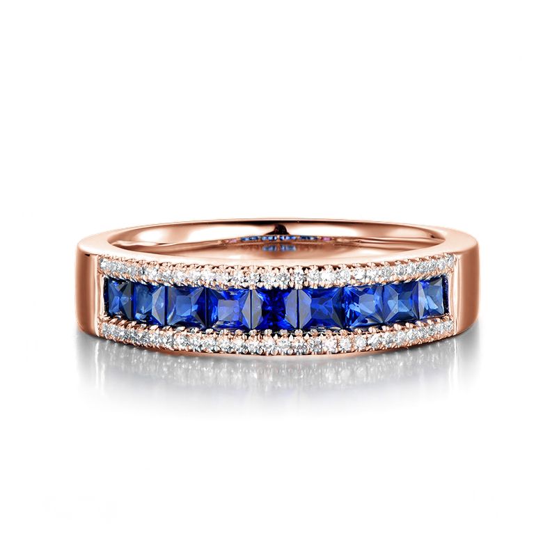 Bague saphir diamant or rose - Lumière Azurée - 5