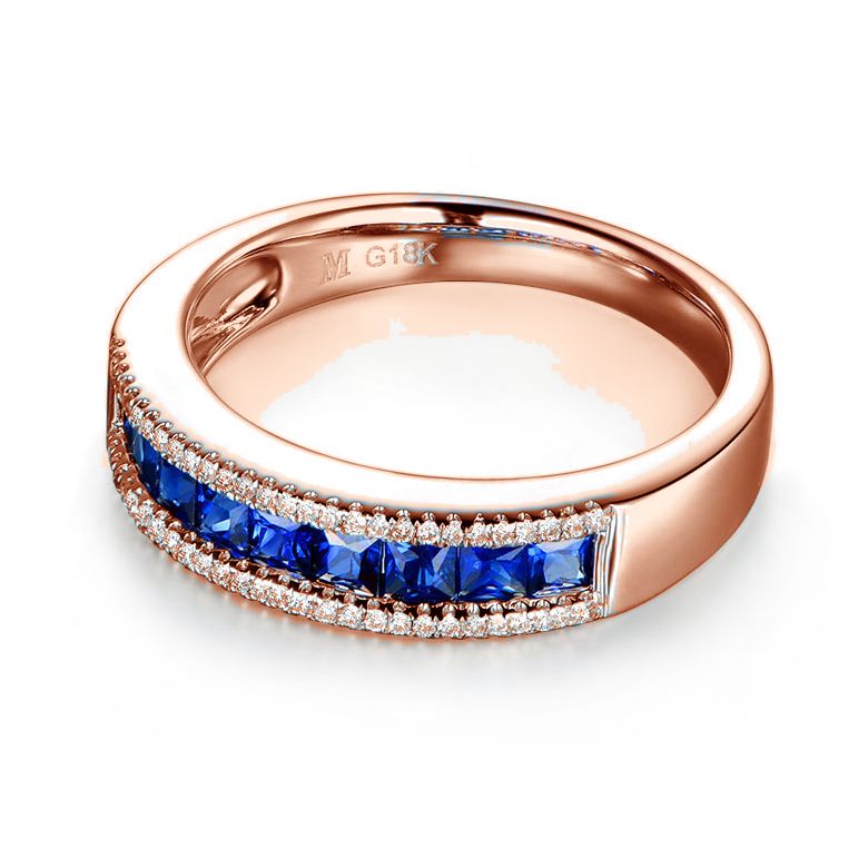 Bague saphir diamant or rose - Lumière Azurée - 6