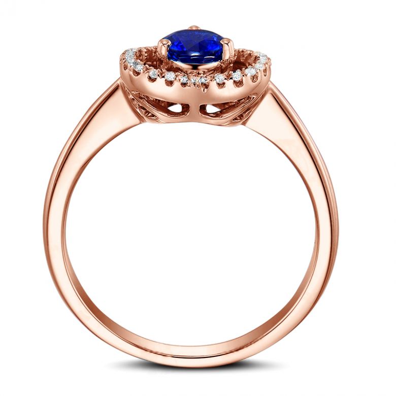 Bague coeur diamant saphir. Or rose. Love me tender - 5