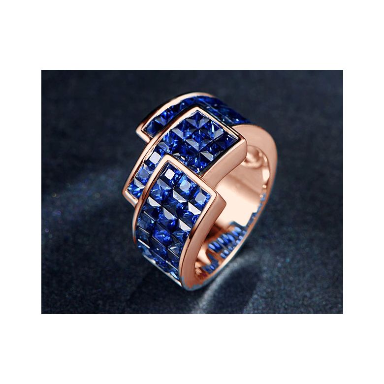 Bague or rose pavage saphir tri-dimensionnel | Simone de Beauvoir - 3