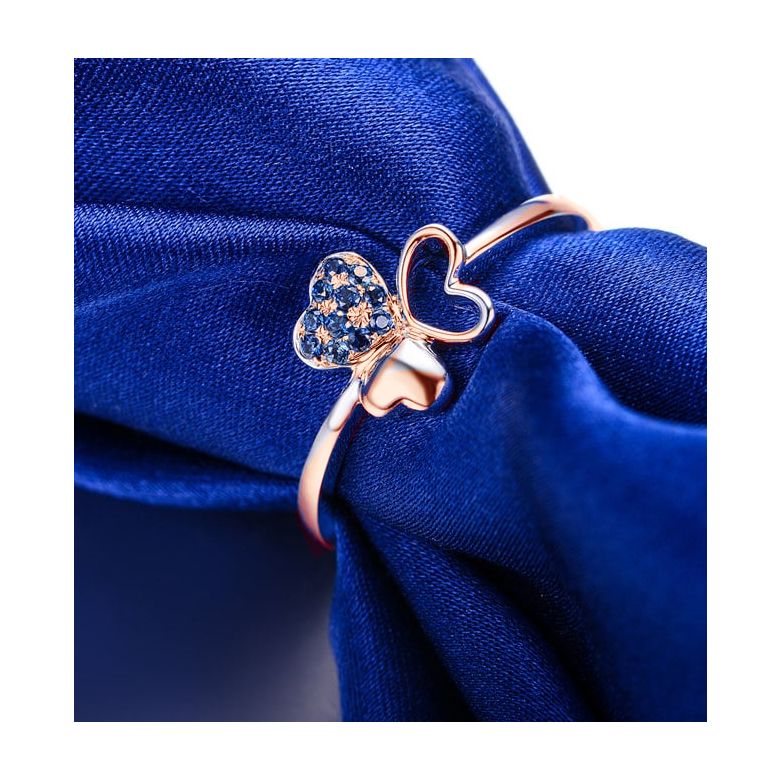 Bague 3 coeurs de trèfle ☘ Or rose et saphirs bleus - 2