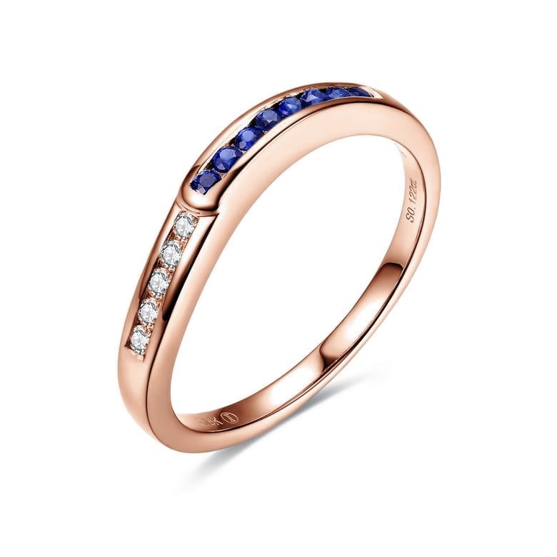 Bague Duale diamants saphirs et Or rose - 1